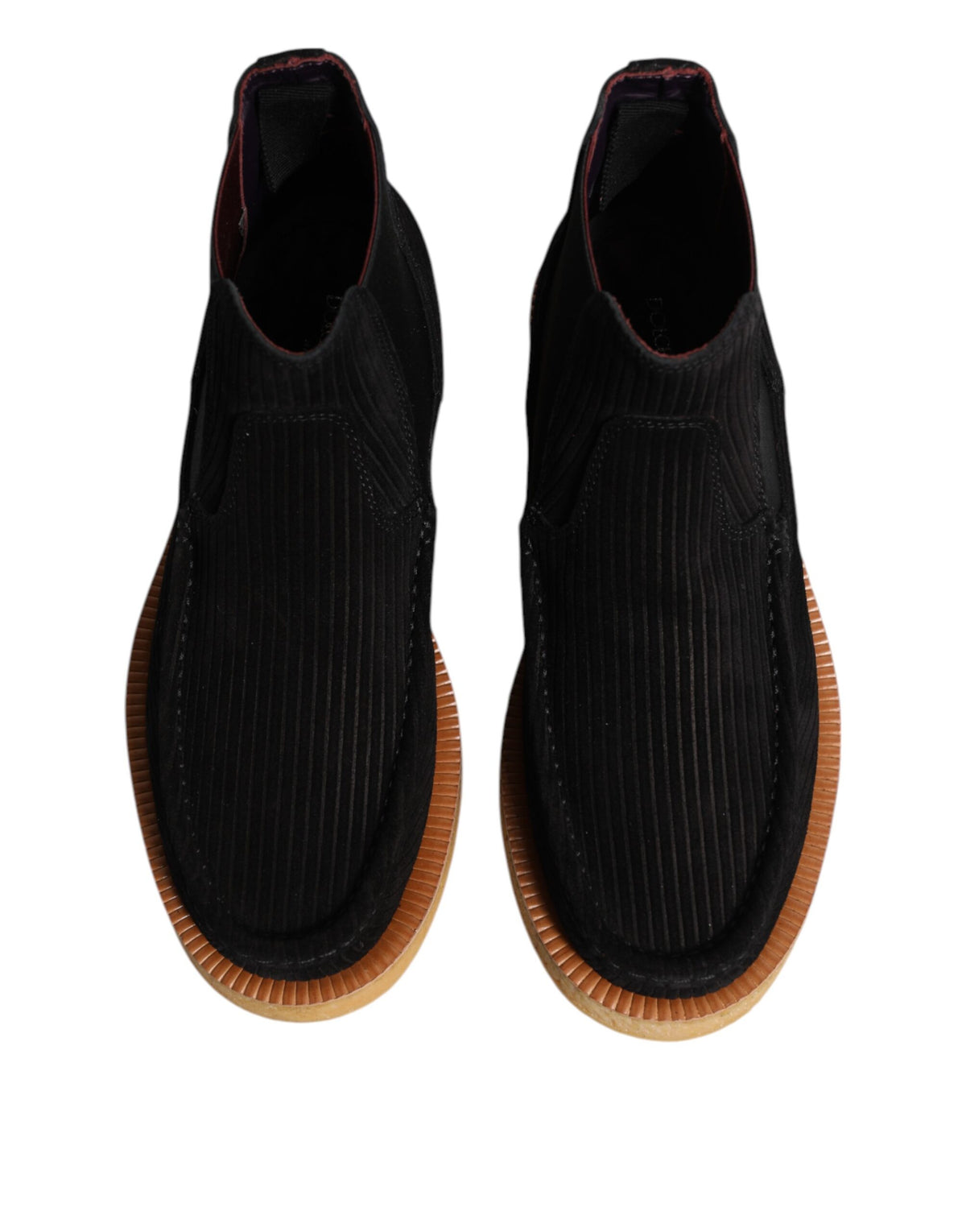 Black Calf Suede Slip On Ankle Boots Shoes