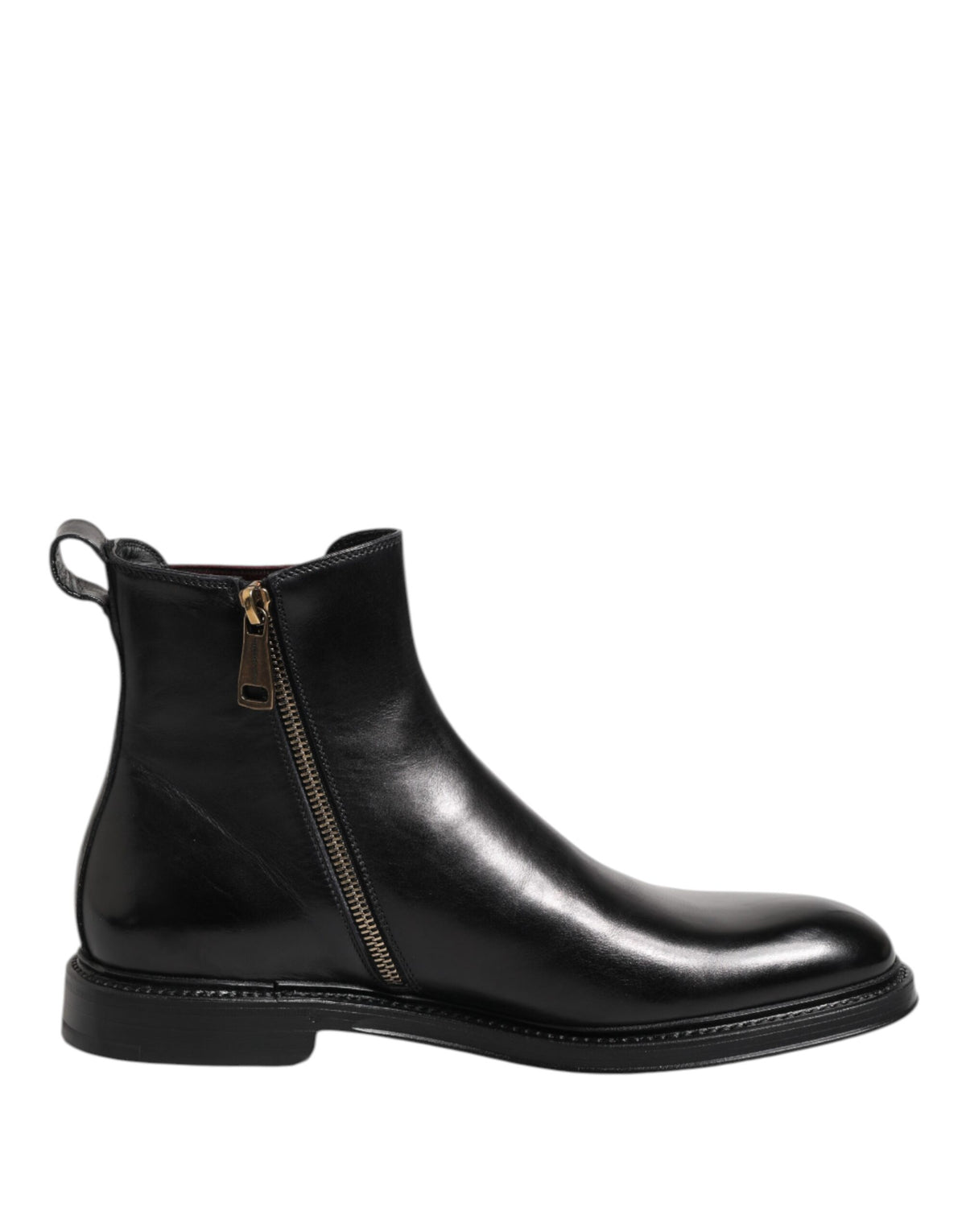 Black Chelsea Leather Mid Calf Boots Shoes