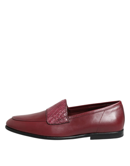 Burgundy Leather Formal Slip On Shoes