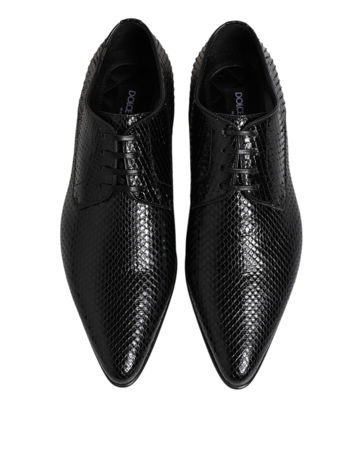 Black Exotic Leather Lace Up Derby Shoes
