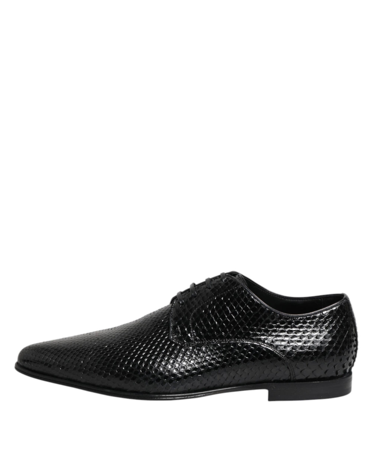 Black Exotic Leather Lace Up Derby Shoes