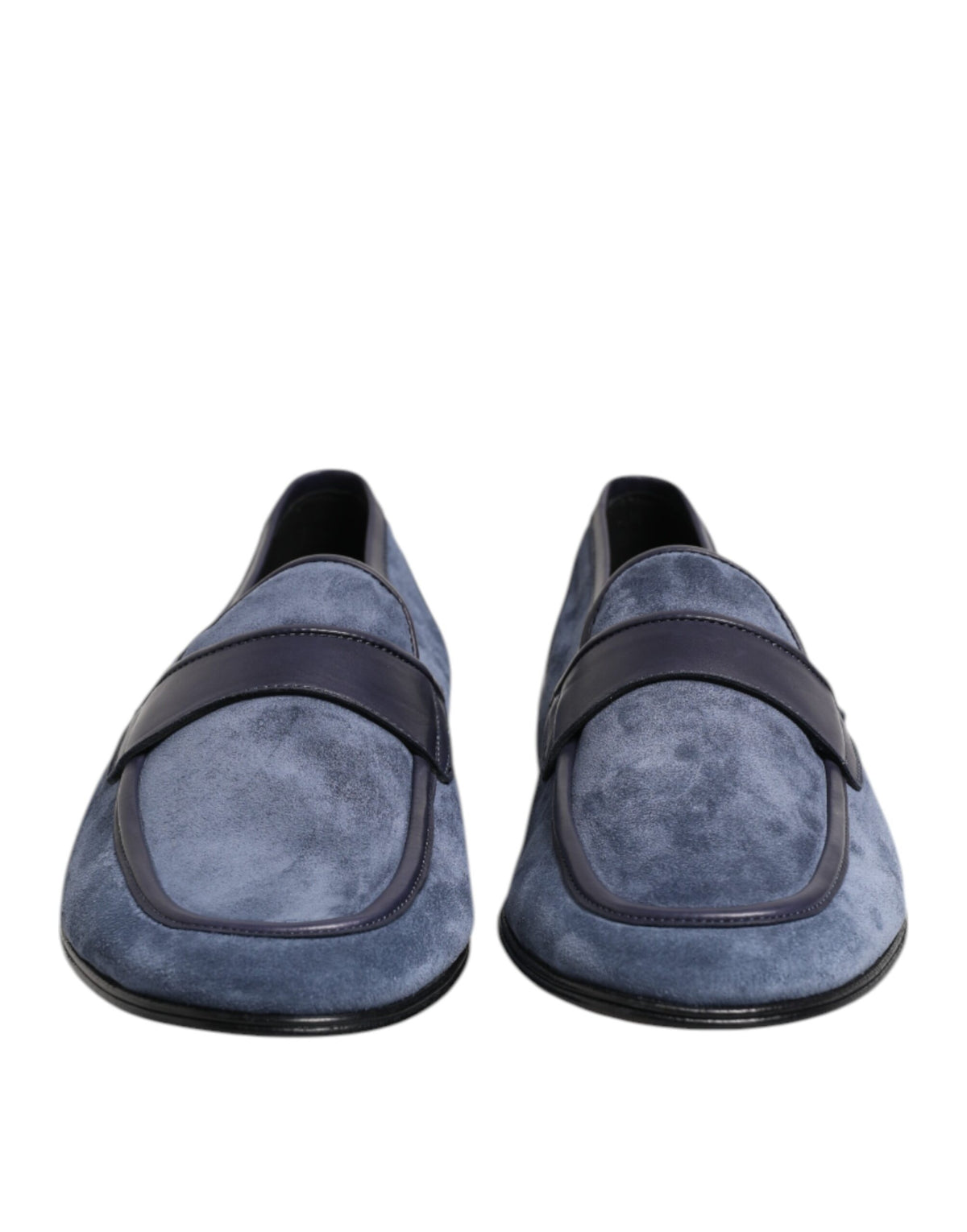 Blue Suede Leather Loafers Moccasin Shoes