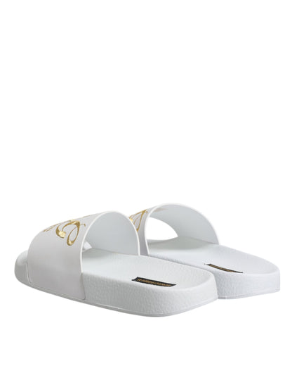 White Leather Slides Sandals Beachwear Shoes