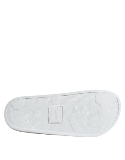 White Leather Slides Sandals Beachwear Shoes