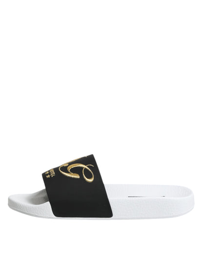 White Black Leather Sandals Beachwear Shoes