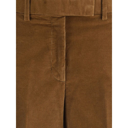 Brown Cotton Casual Pants