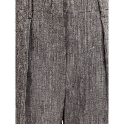 Brown Polyester Casual Pants