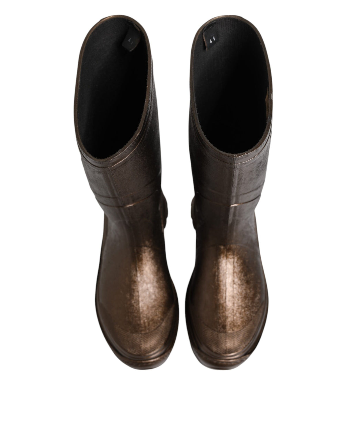 Metallic Bronze Pull On Rain Boots Shoes