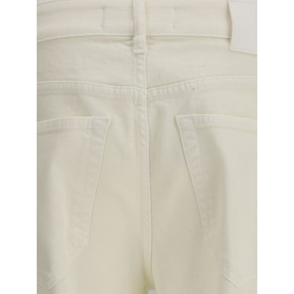 Cream Cotton Slim Fit Jeans
