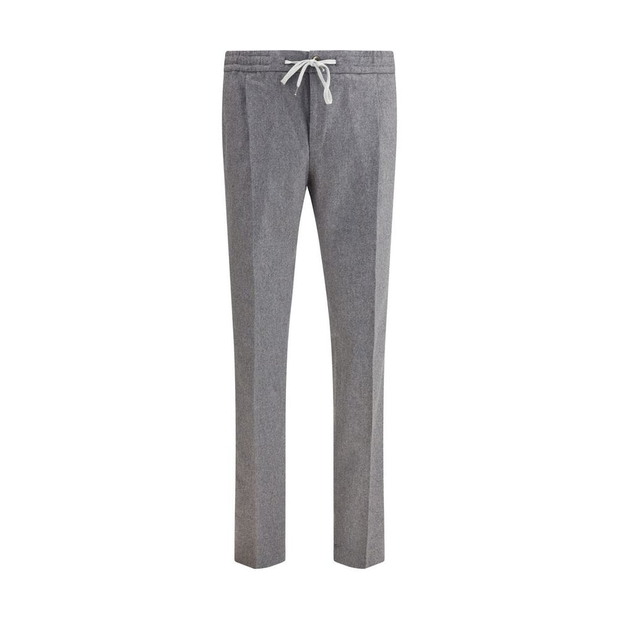 Gray Fleece Wool Casual Pants