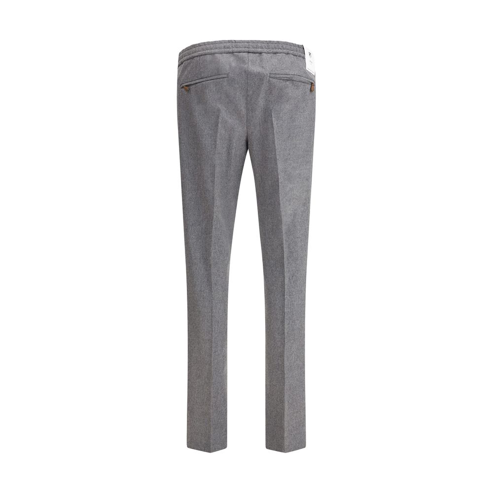 Gray Fleece Wool Casual Pants