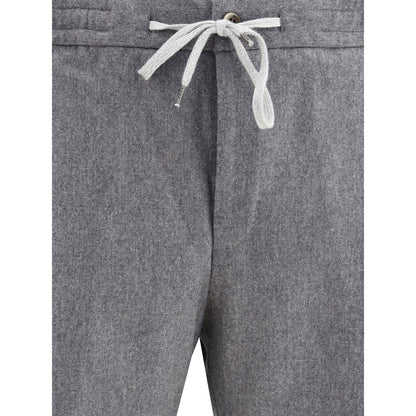 Gray Fleece Wool Casual Pants
