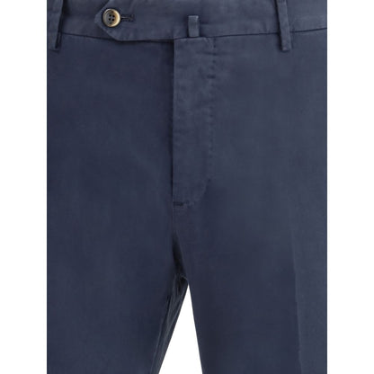 Blue Elastane Casual Pants