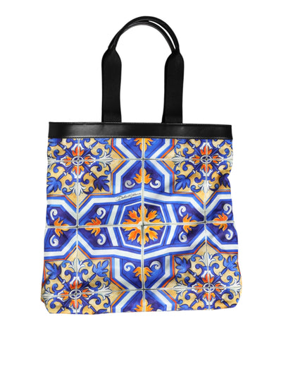 Multicolor Maiolica Print Tote Shoulder Strap Bag