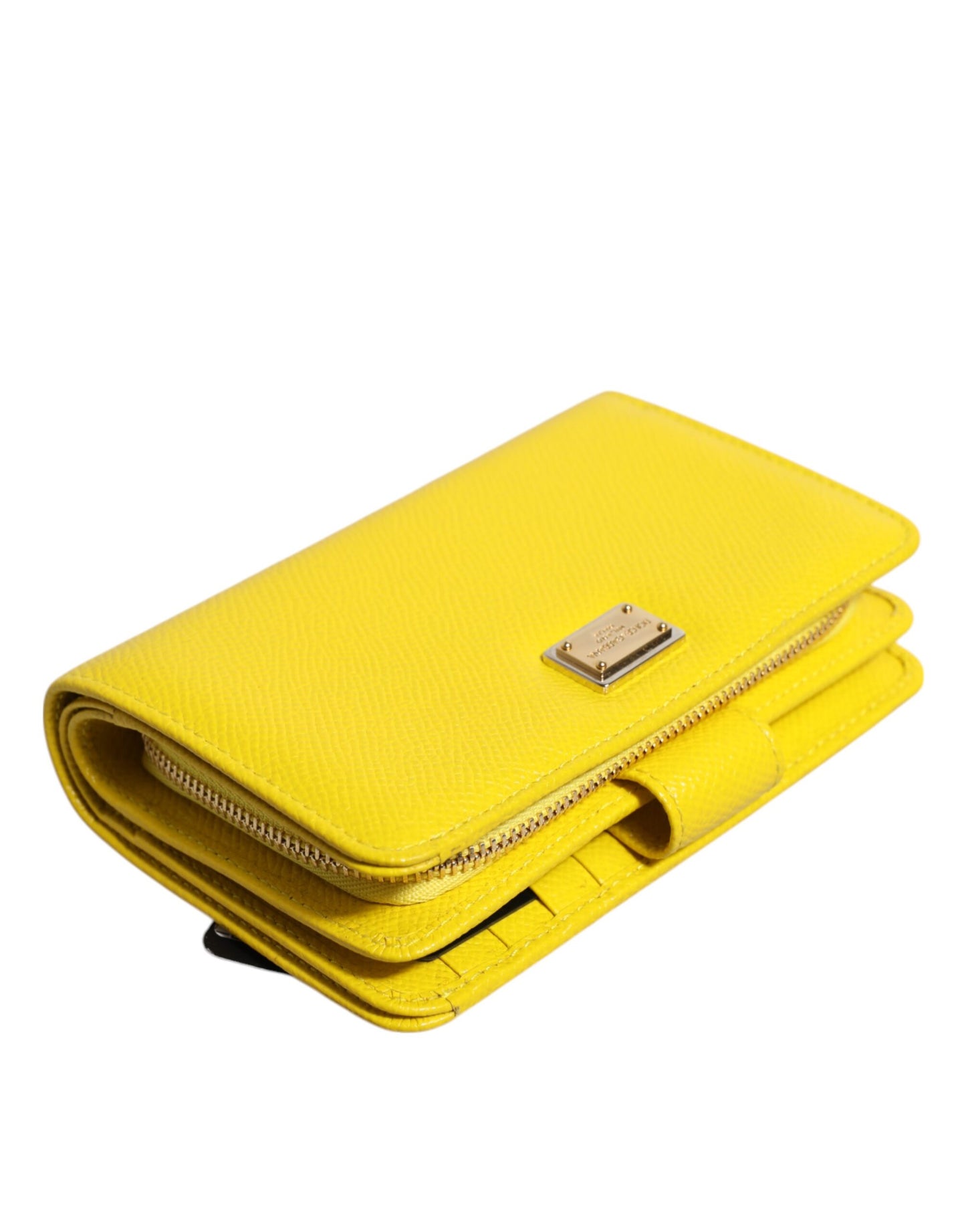Yellow Leather Bifold Continental Clutch Wallet