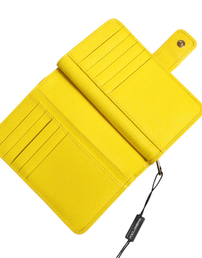 Yellow Leather Bifold Continental Clutch Wallet