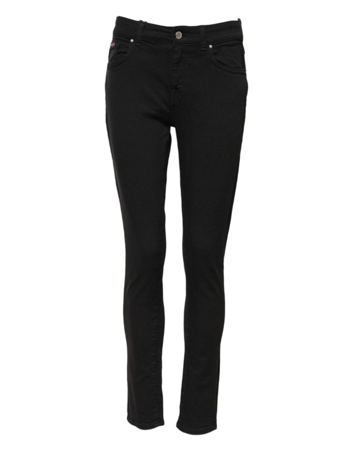 Black Cotton Skinny Mid Waist Denim Jeans