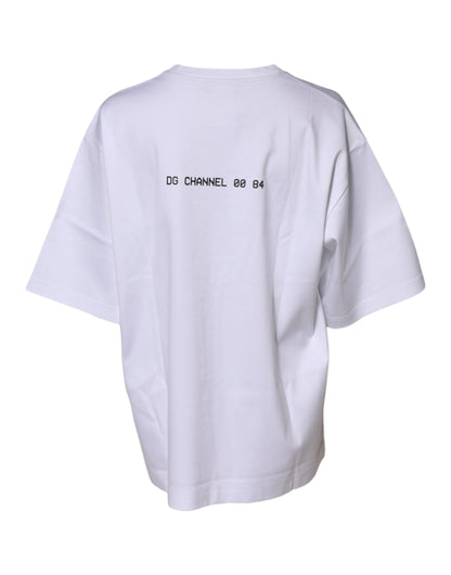 White Cotton Printed Short Sleeves T-shirt