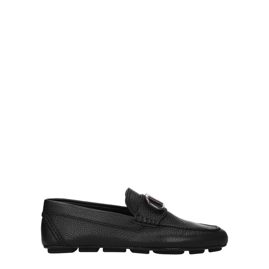 Black Leather Slip-On Loafers