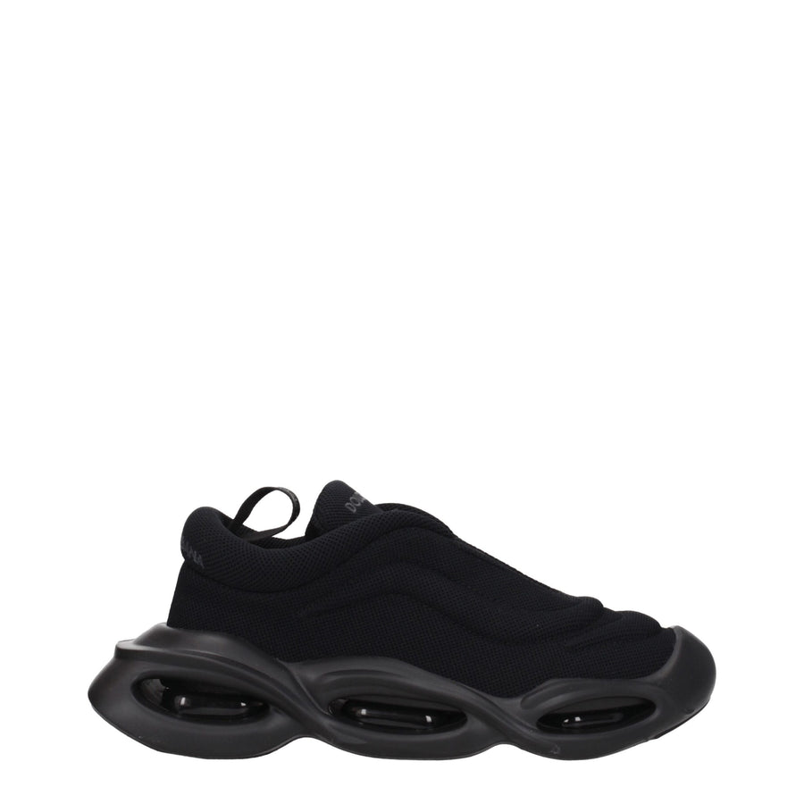 Black Fabric Chunky Sneakers