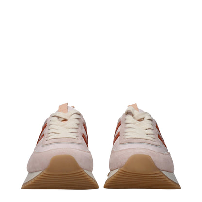 Pink Fabric Chunky Sneakers