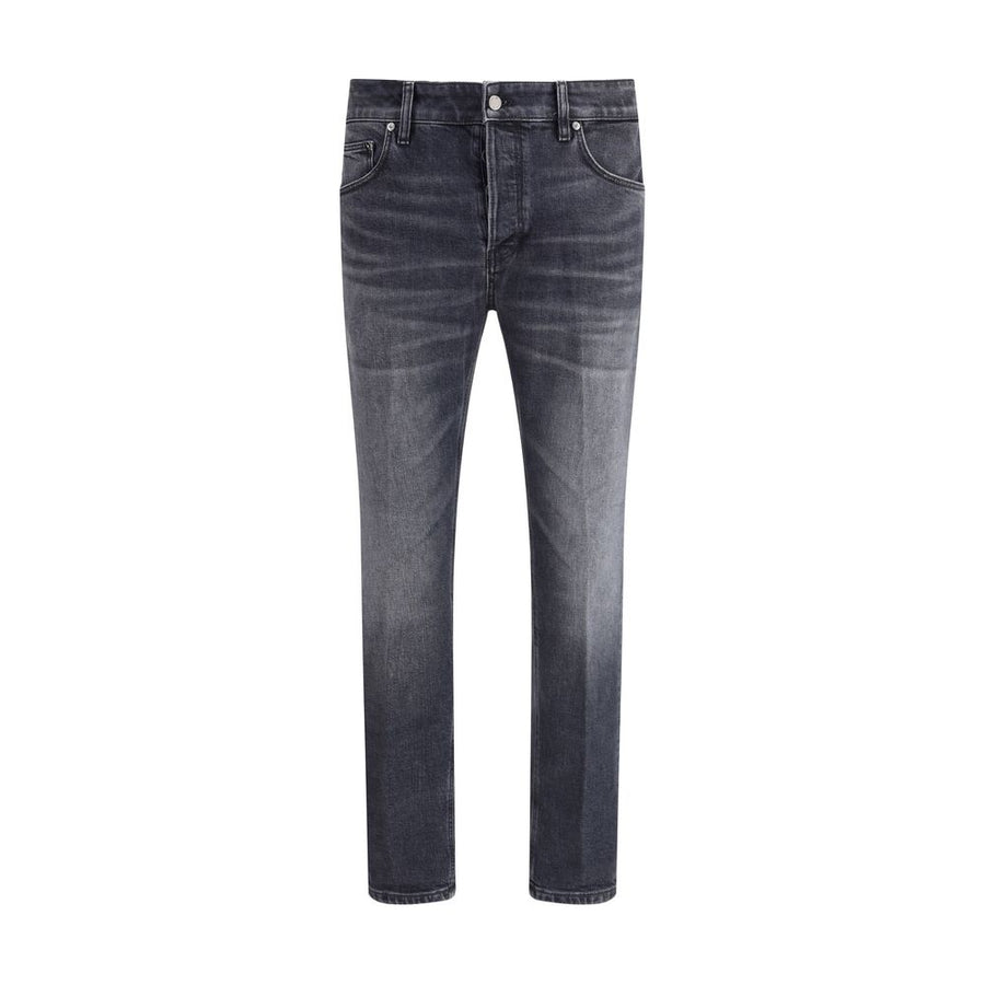Gray Cotton Slim Fit Jeans