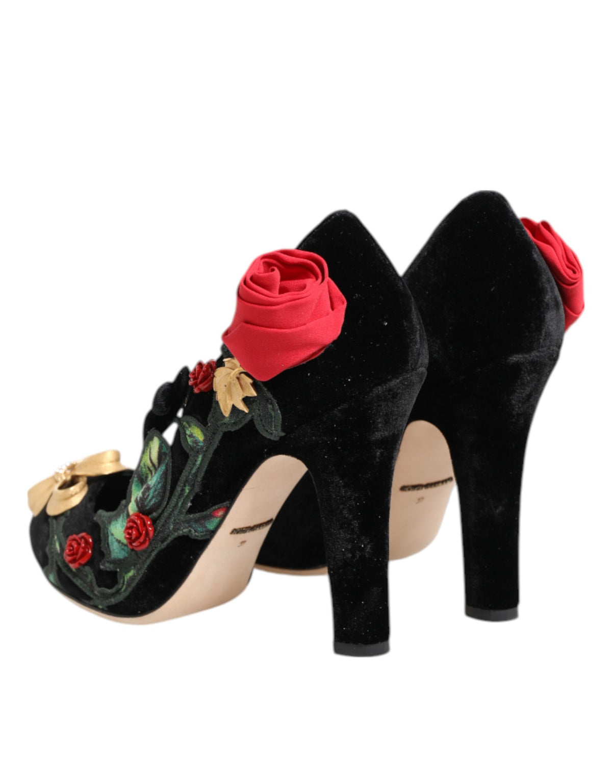 Black Roses Crystal Brooch Mary Jane Shoes