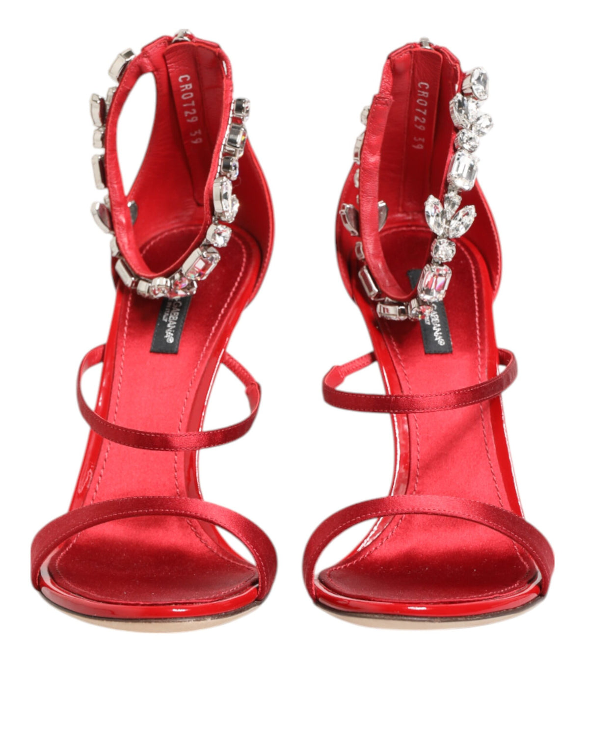 Red Satin Crystals Keira Sandals Heels Shoes