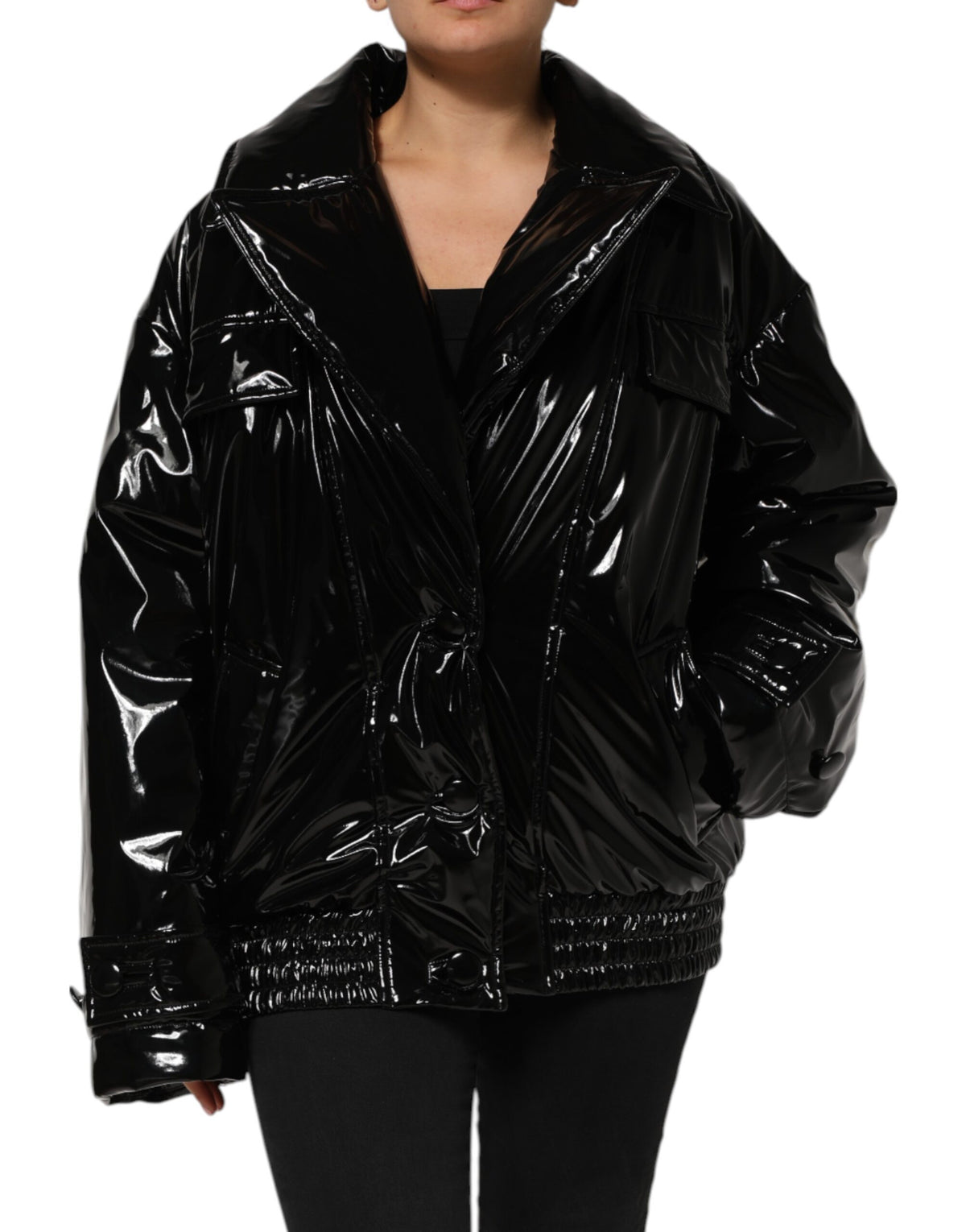 Polyester Black Quilted Puffer Coat  Jacket