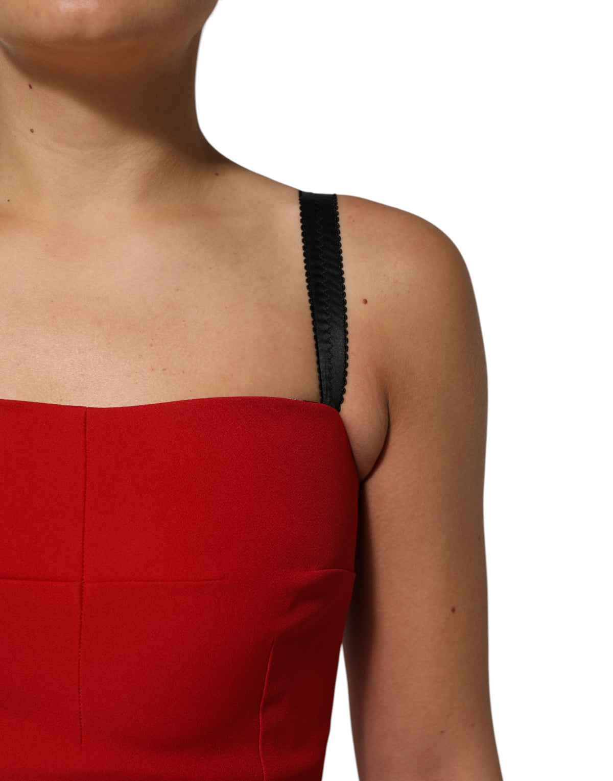 Red Stretch Bodycon Sheath Knee Length Dress