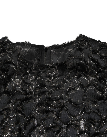 Black Sequin Bouclé Tweed Sheath Dress
