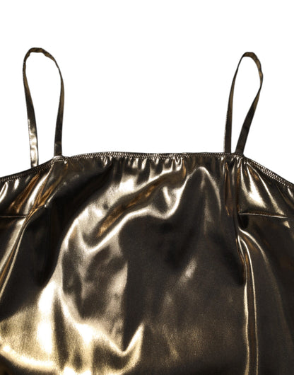 Metallic Gold Sleeveless A-line Mini Dress