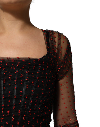 Black Lace Trim Long Sleeve Sheath Mini Dress