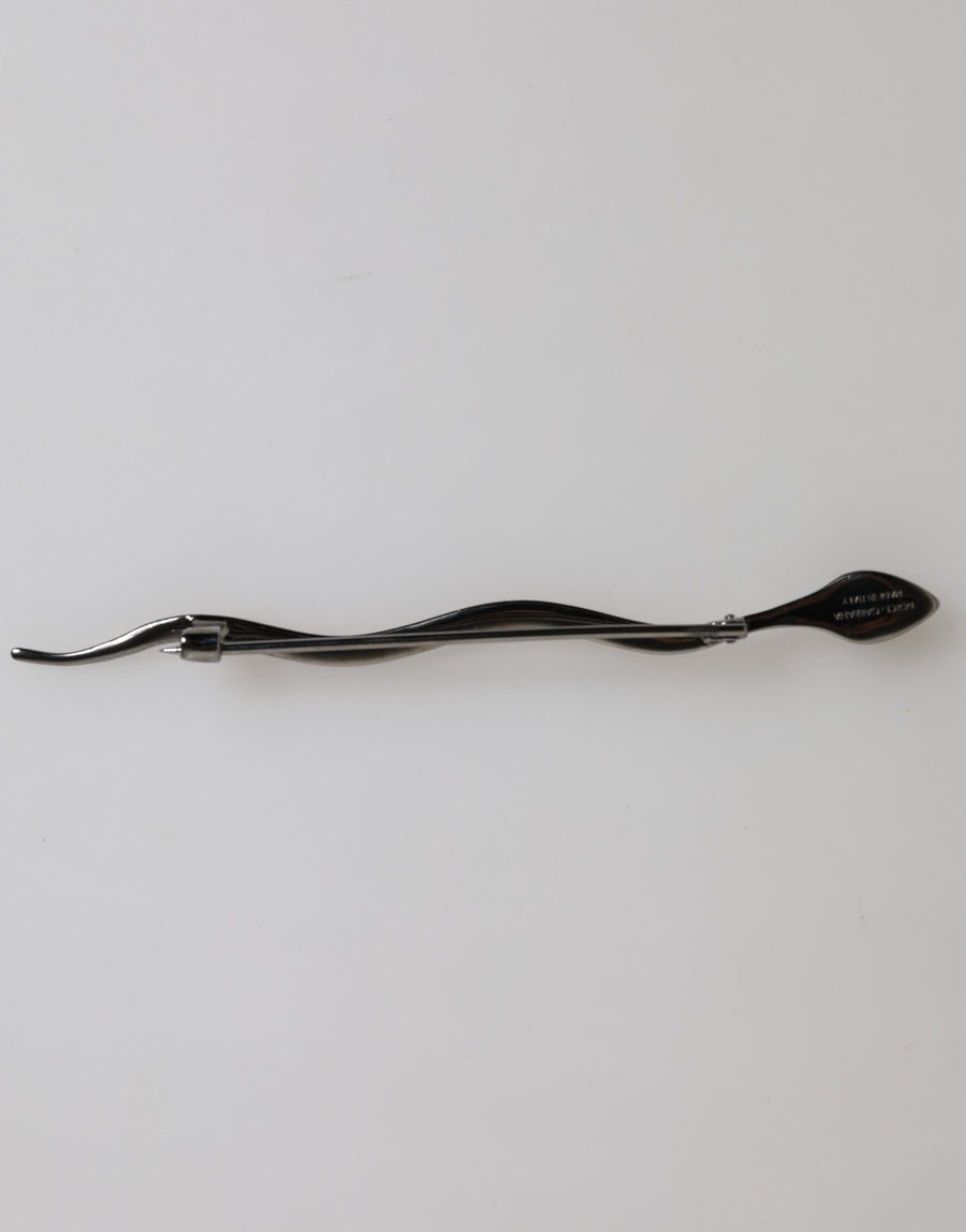 Black Brass Crystal Spilla Serpente Mens Brooch Pin