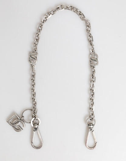 Silver Tone Brass DG Logo Detailing Chain Men Necklace
