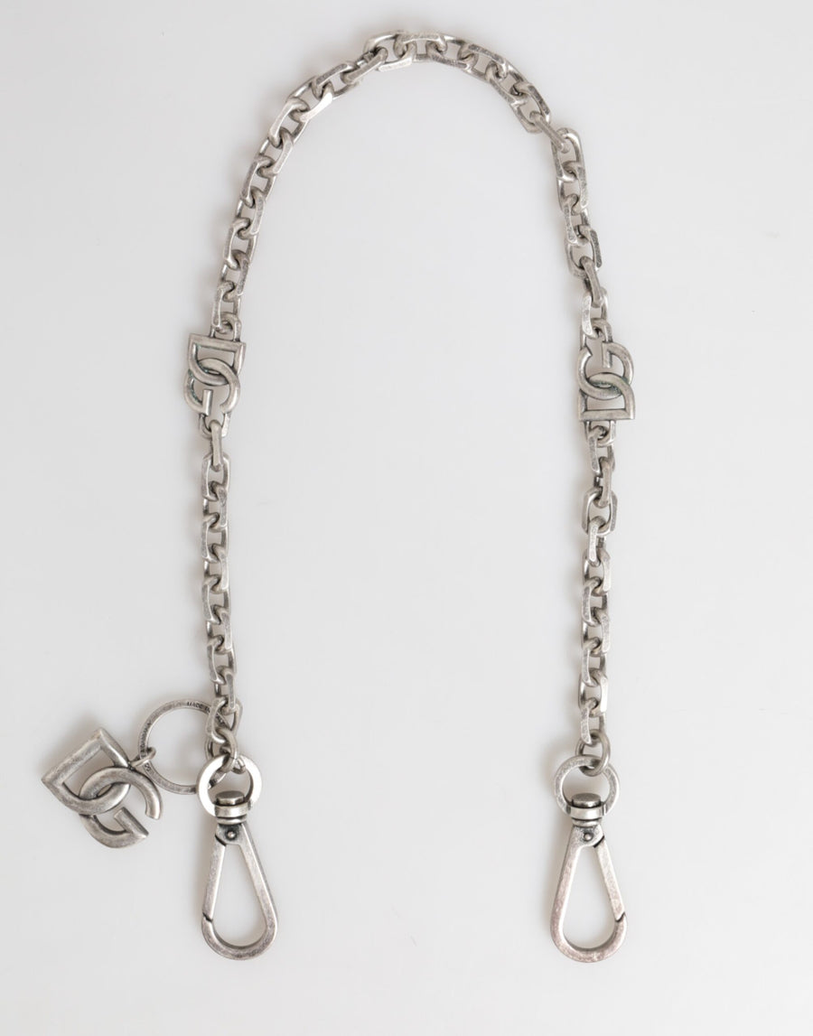 Silver Tone Brass DG Logo Detailing Chain Men Necklace