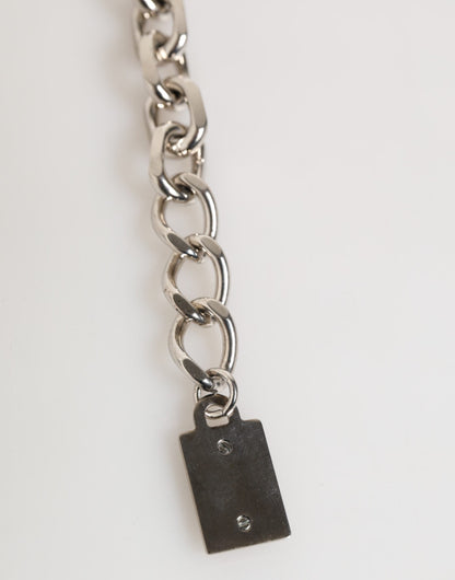 Silver Chain Brass Beaded Lobster Clasp Logo Men Bracelet