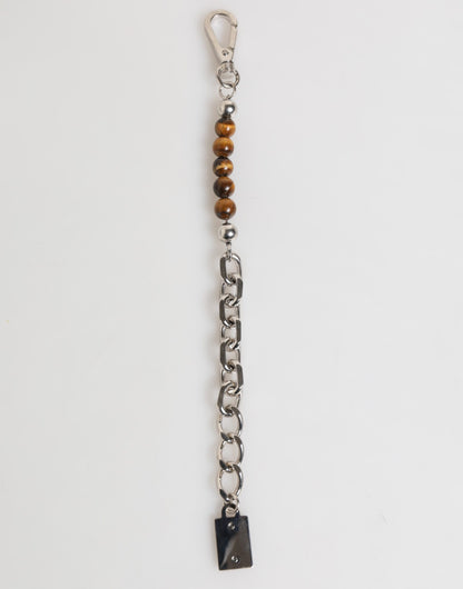 Silver Chain Brass Beaded Lobster Clasp Logo Men Bracelet