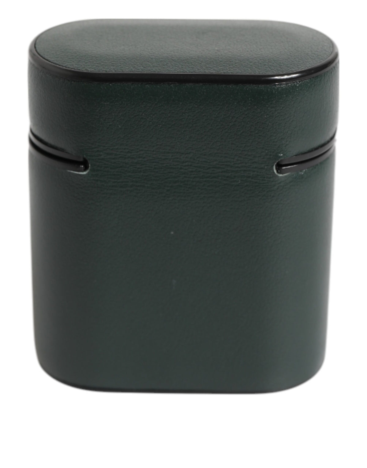 Black Leather Logo Print Flip Holder Men Airpods Case