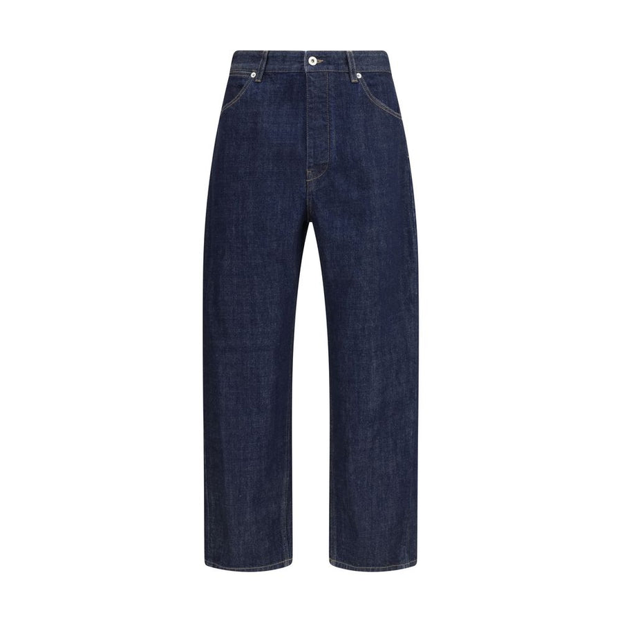 Blue Cotton Straight-Leg Jeans