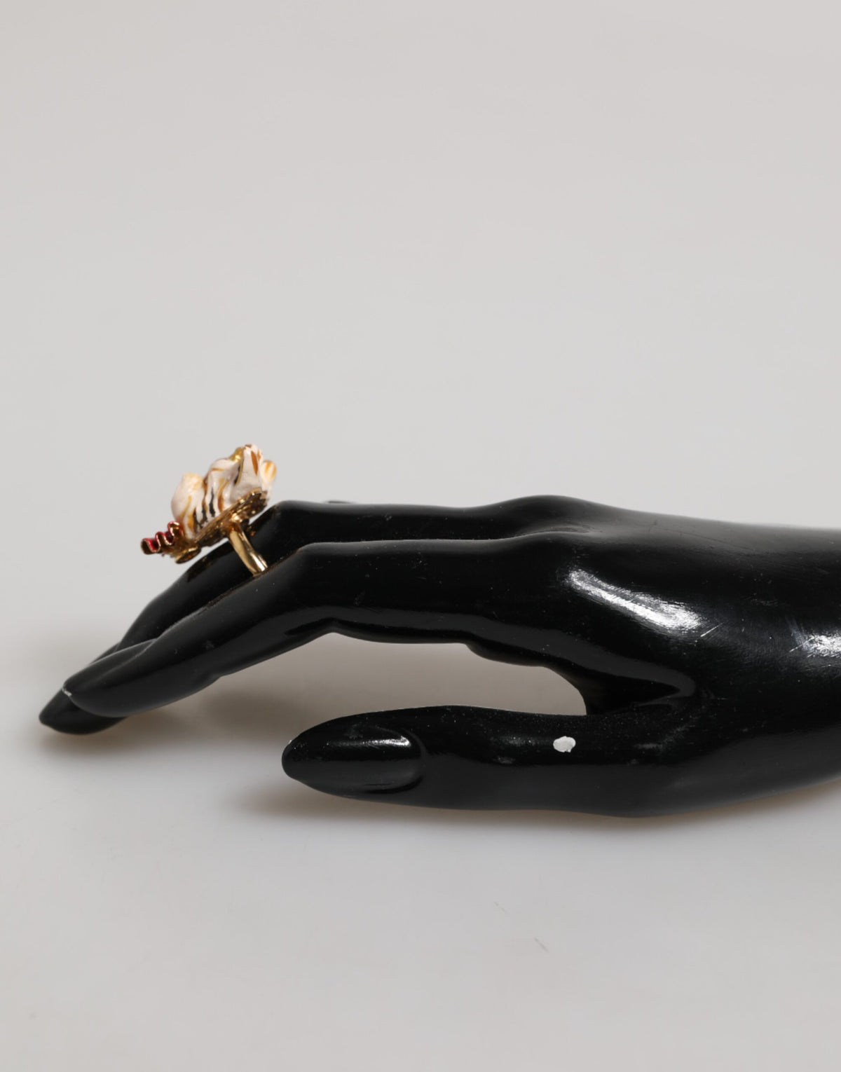 Gold Brass Resin Beige Dog Pet Accessory Ring