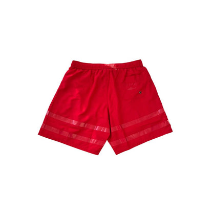 Red Polyester Men Swim Short