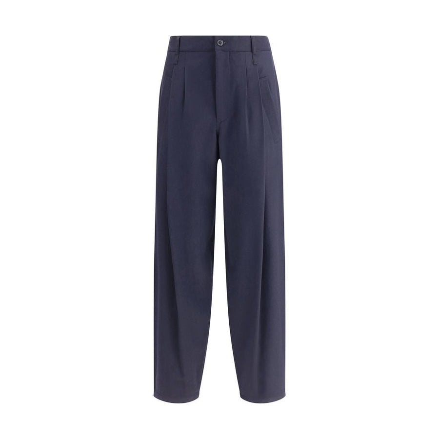 Blue Fleece Wool Casual Pants