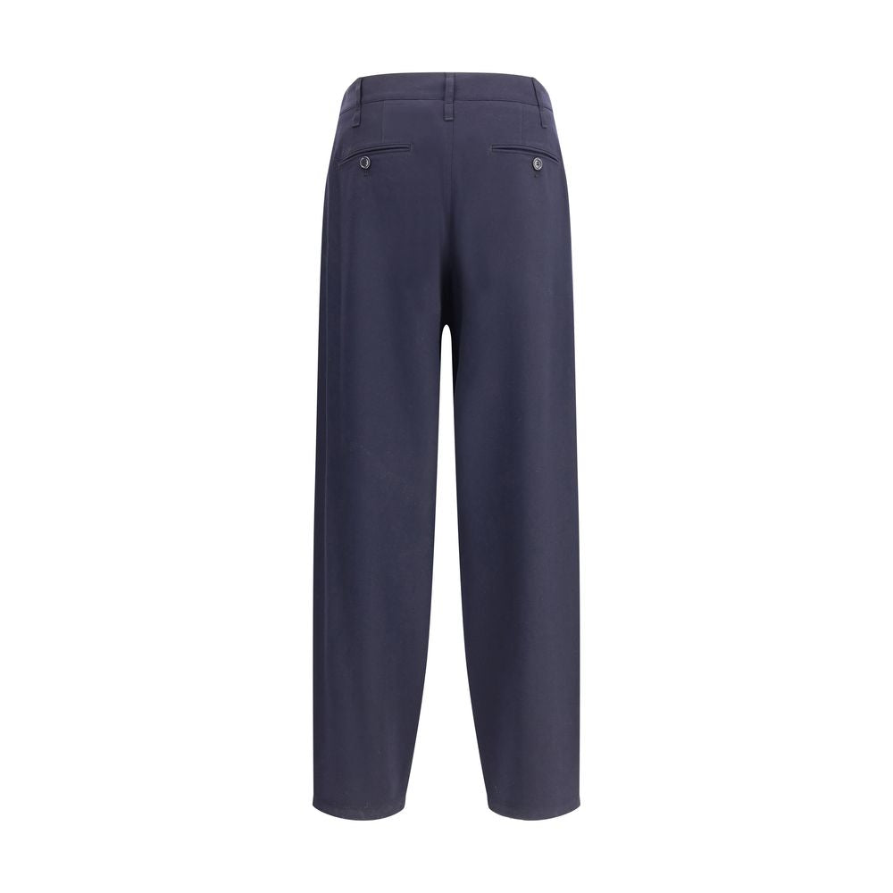 Blue Fleece Wool Casual Pants
