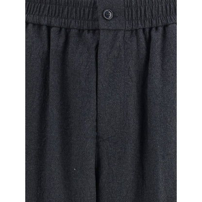 Gray Fleece Wool Casual Pants