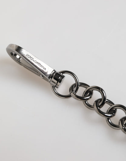 Blue Yellow DG Rubber Logo Silver Men Keychain Keyring