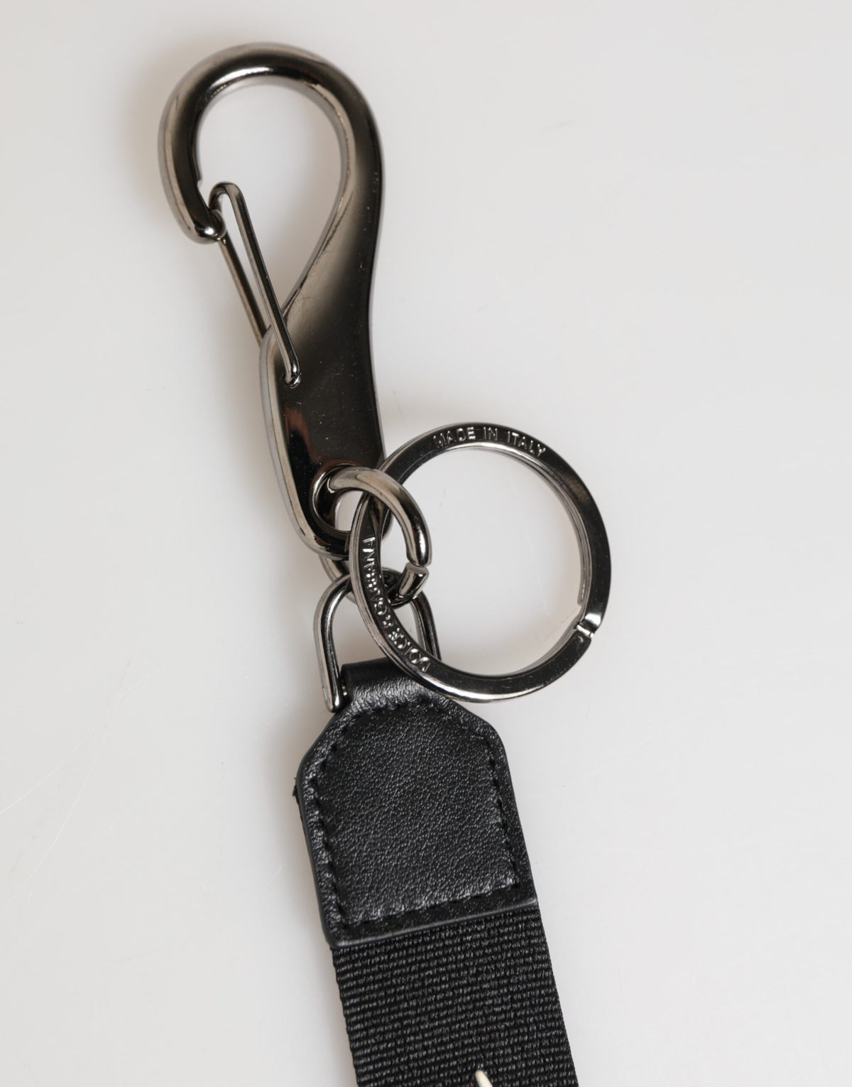 Black White Polyester DG Logo Silver Men Keychain Keyring