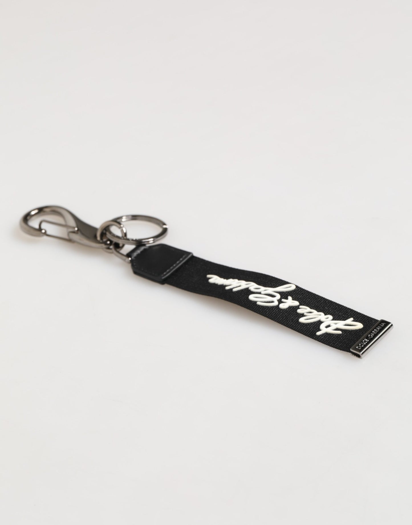 Black White Polyester DG Logo Silver Men Keychain Keyring