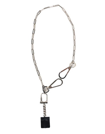 Silver Tone Metal Chain DG Logo Pendant Men Necklace