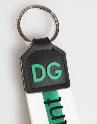 Green Logo Polyester Silver Brass Holder Keychain Keyring
